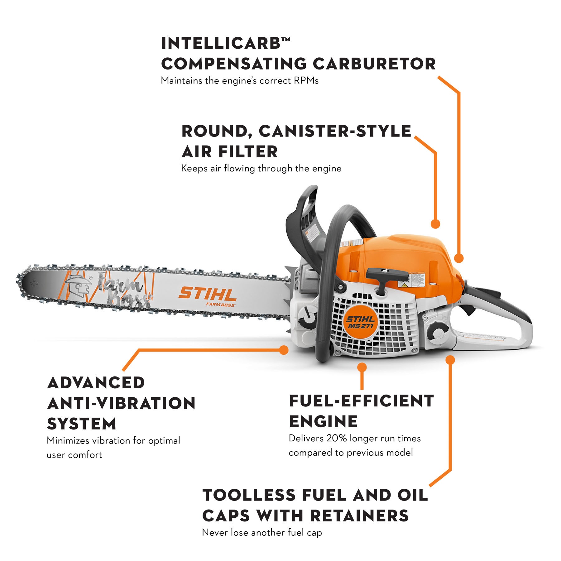 STIHL MS 271 FARM BOSS® 18 in. 50.2cc Gas Powered Chainsaw - view 5
