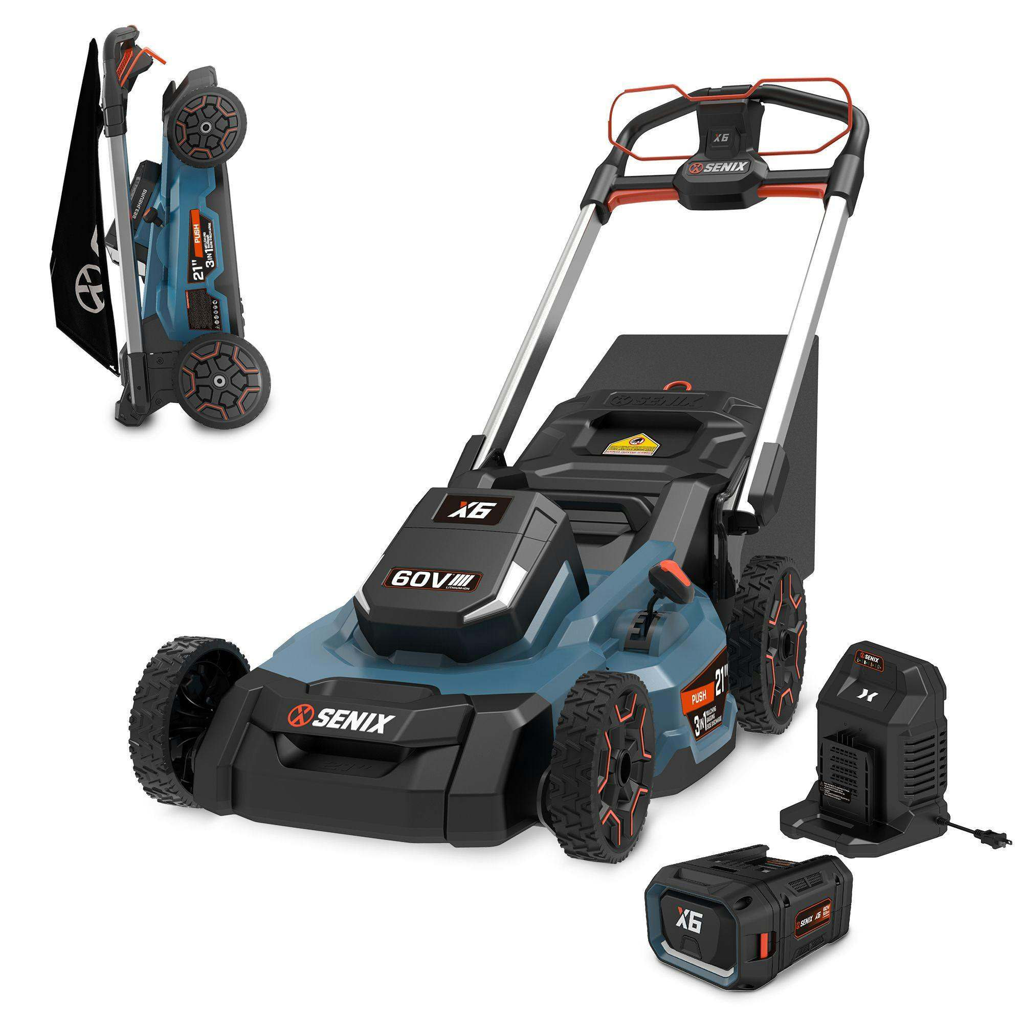 SENIX X6 60V Max 21 in. Brushless Cordless Push Lawn Mower Kit