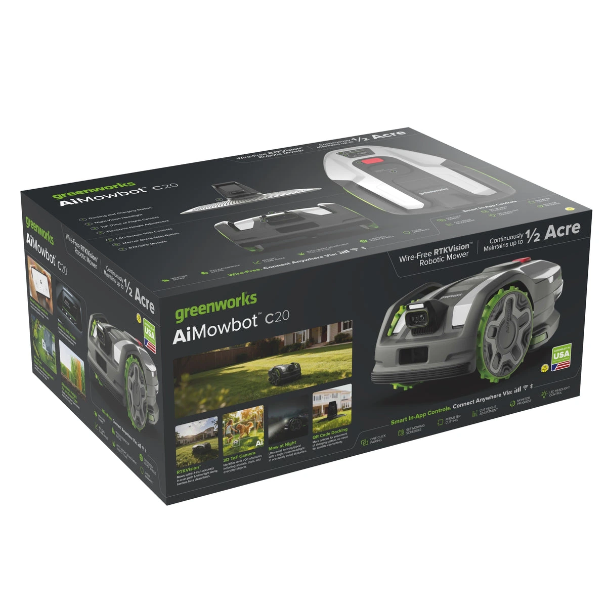 Greenworks AiMowbot C20 Wire-Free RTKVision Robotic Mower — 1/2 Acre - view 3