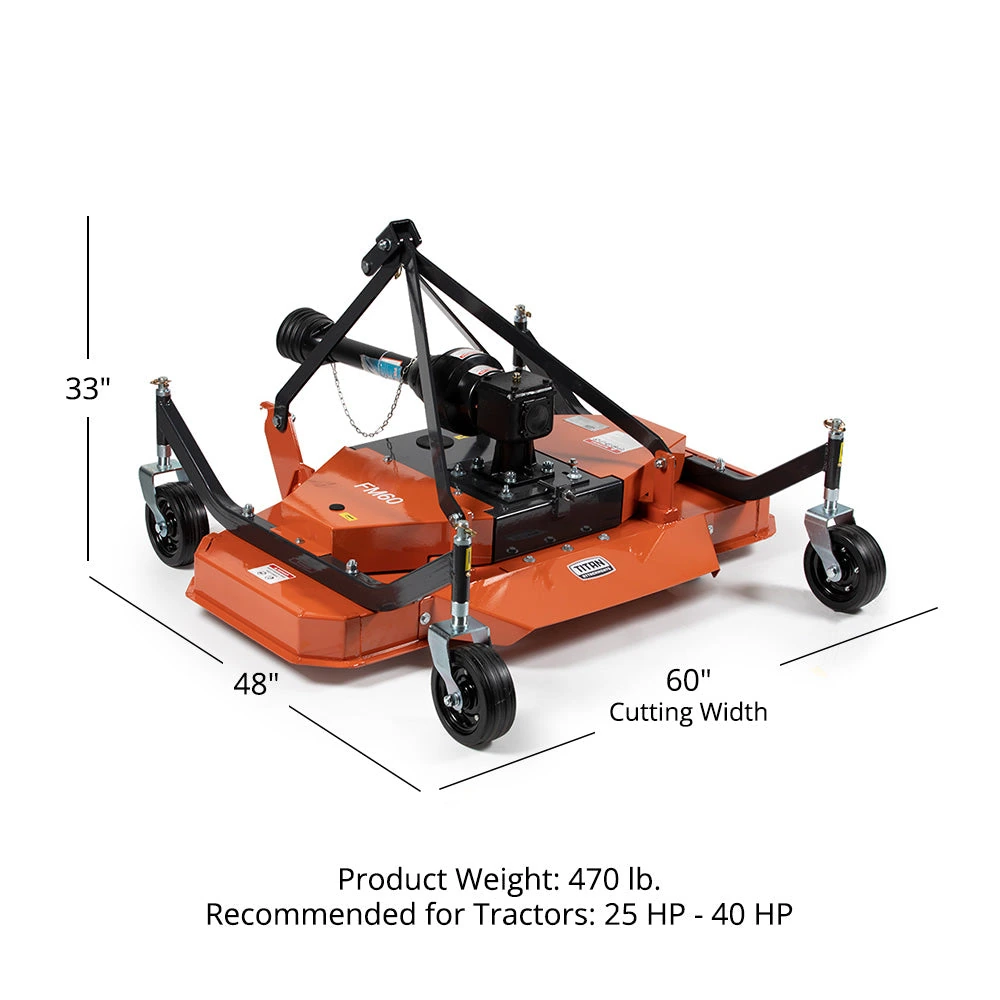 Titan Attachments 60 in. Orange 3 Point Finish Mower (191657) - view 10